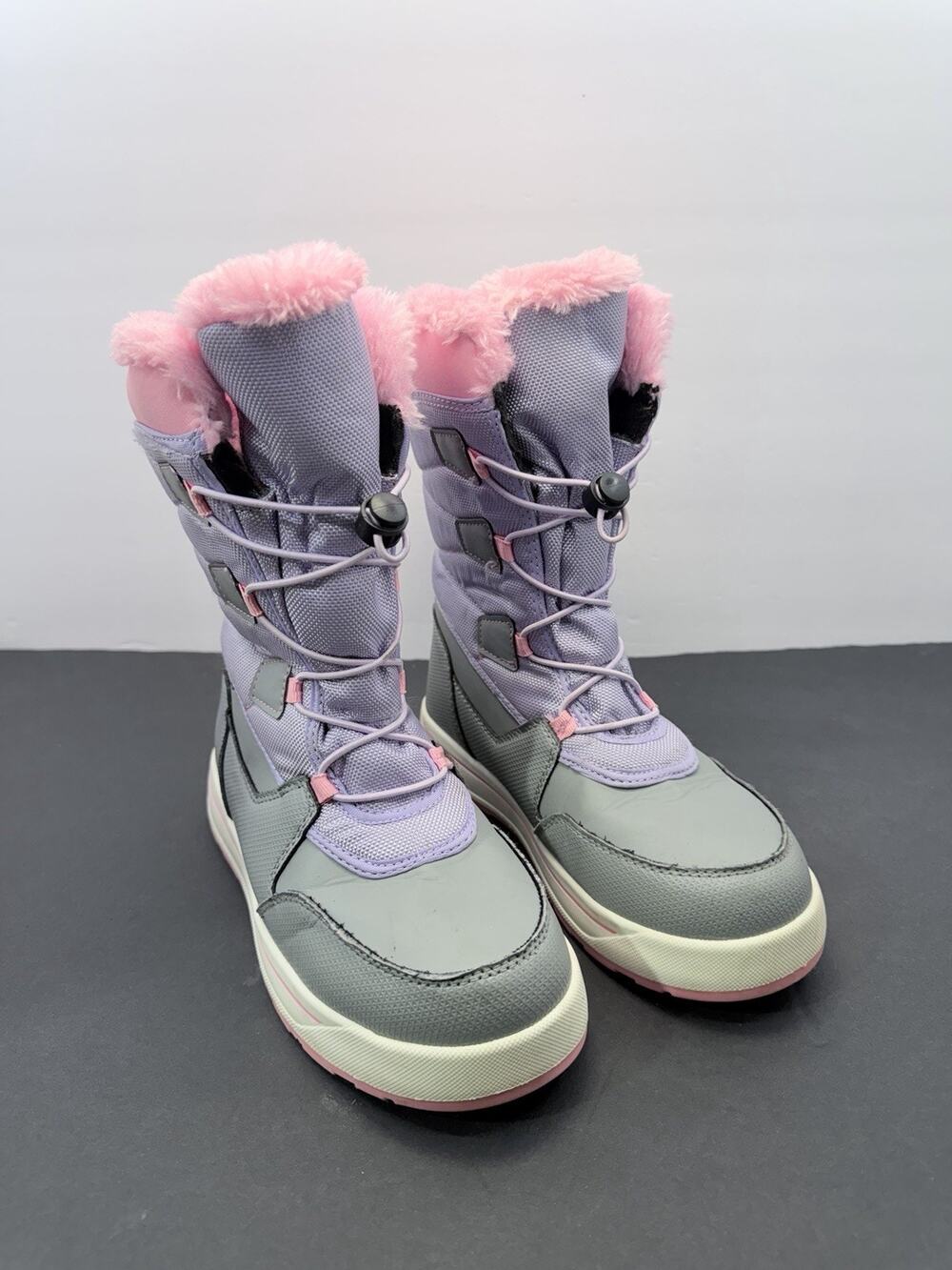 Wonder Nation Girls Snow Boots Size 5 Pink Faux Fur 3M Thinsulate Winte
